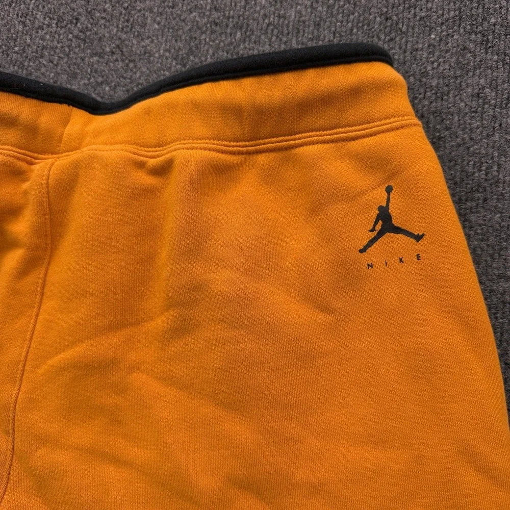 Jordan Fleece Shorts Mens Large Orange DJ0186-738 Jumpman Graphic Striped